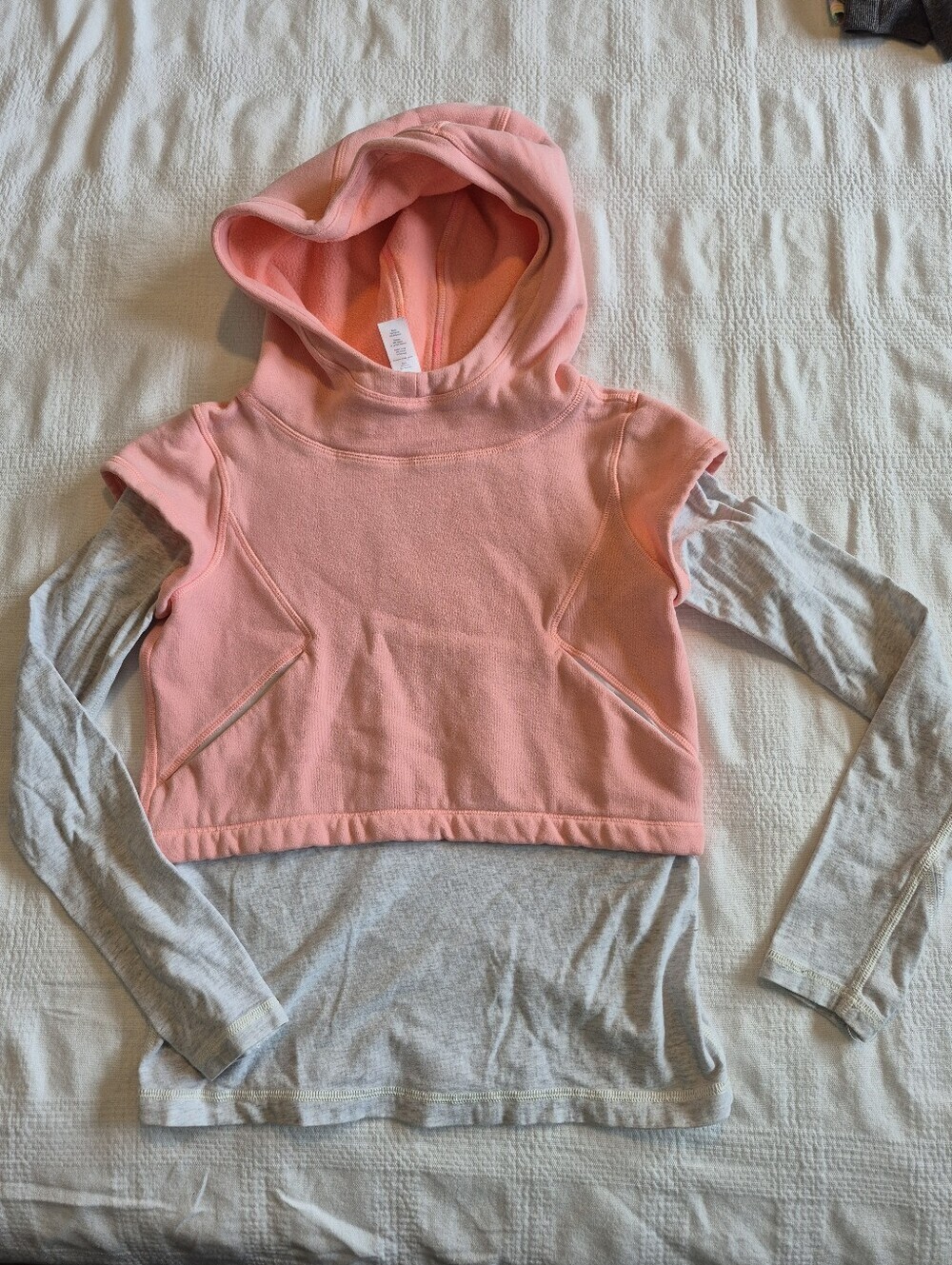 Ivivva girls size 8 peach & gray hooded sweatshirt VGUC